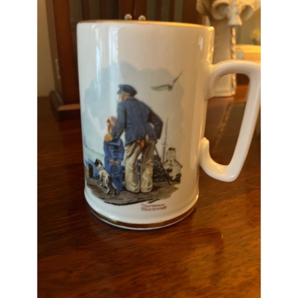 1985 Norman Rockwell Mug Looking Out To Sea Vintage Coffee Cup Collector Gift - Picture 1 of 3